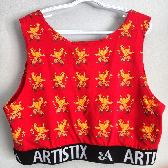 Artistix Junior's Printed Logo Band Sports Bra Red Size Large - Picture 7 of 16
